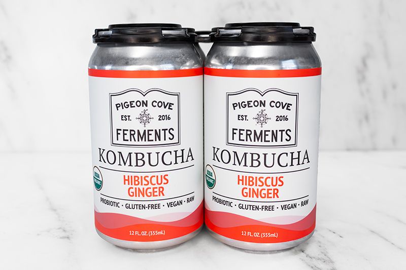 Pigeon Cove Hibiscus Ginger Kombucha - 4 pack