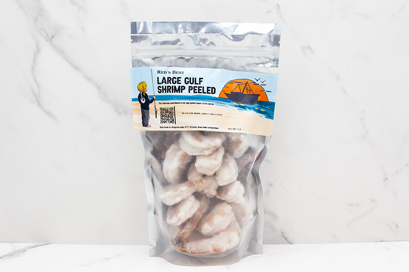 Red's Best Peeled Tail On LG Gulf Shrimp(Raw/Frozen) - 1#
